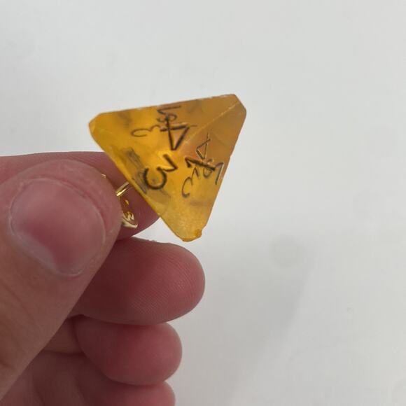 Handmade yellow D&D clear triangle pin - Picture 2 of 3